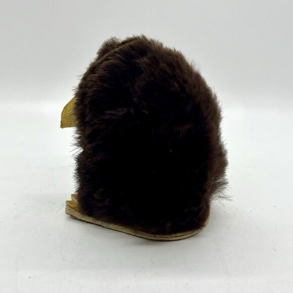 Fur & Leather Bird Animal Made in Poland 3” Vintage Green Eyes - Picture 5 of 6
